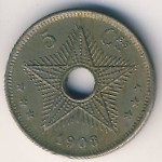 Congo free state, 5 centimes, 1906–1908