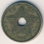 Congo free state, 10 centimes, 1906–1908