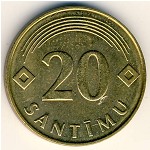 Latvia, 20 santimu, 1992–2009