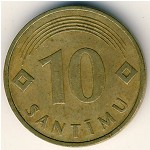 Latvia, 10 santimu, 1992–2008