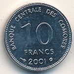 Comoros, 10 francs, 2001