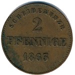 Saxe-Meiningen, 2 pfennig, 1860–1866