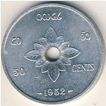 Laos, 50 cents, 1952