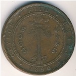 Ceylon, 5 cents, 1870–1892
