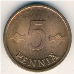 Finland, 5 pennia, 1963–1977