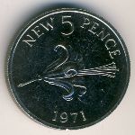 Guernsey, 5 new pence, 1968–1971